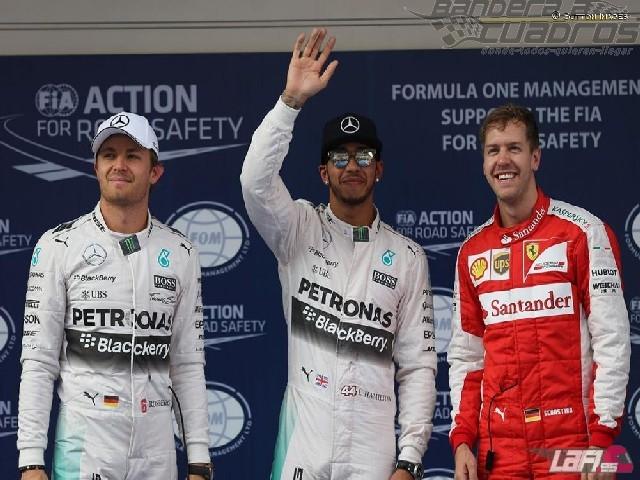 Rosberg y Vettel lo siguieron a Hamilton.